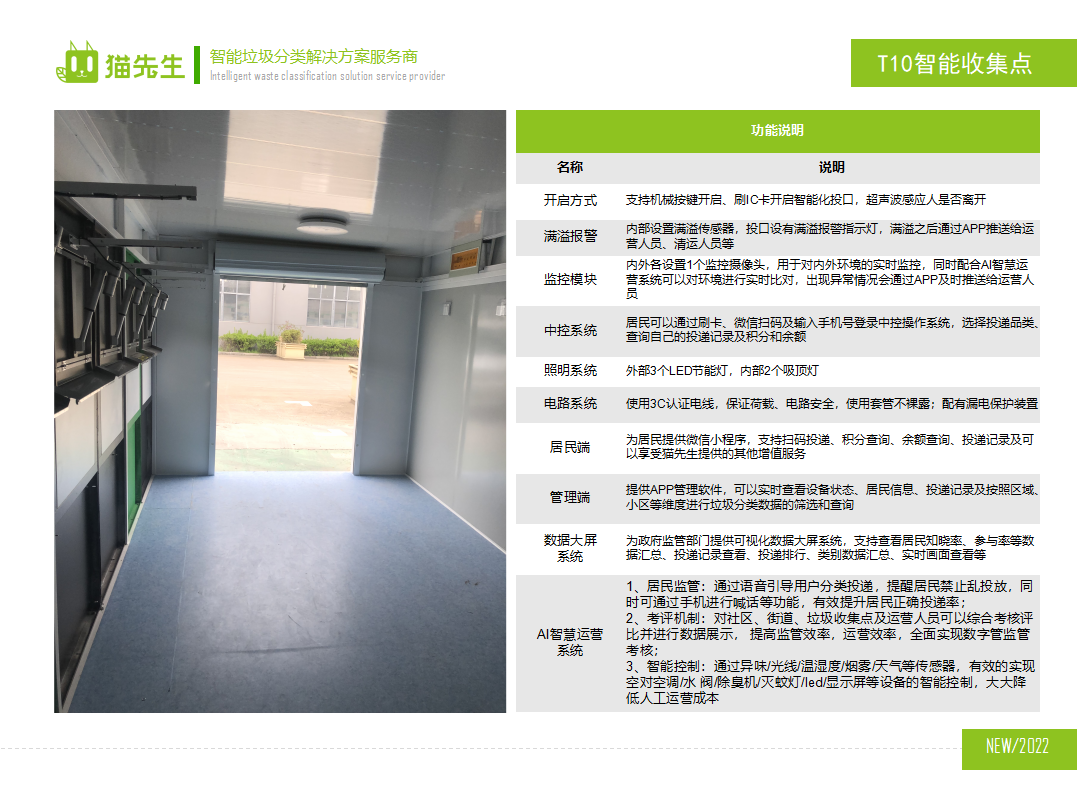 貓先生智能垃圾分類房，定時(shí)定點(diǎn)垃圾收集站 ，垃圾房功能說明