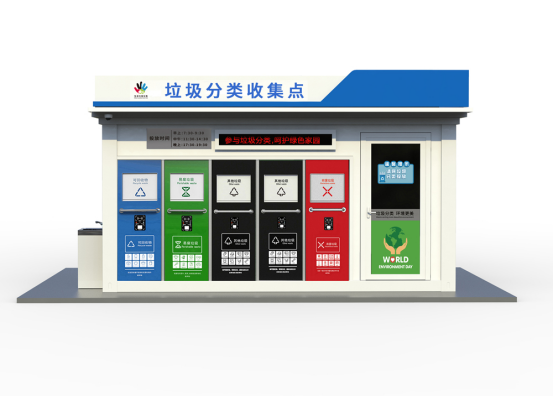 垃圾房效果圖，智能垃圾房，垃圾分類收集點，回收站生產(chǎn)廠家，垃圾分類定時定點收集點
